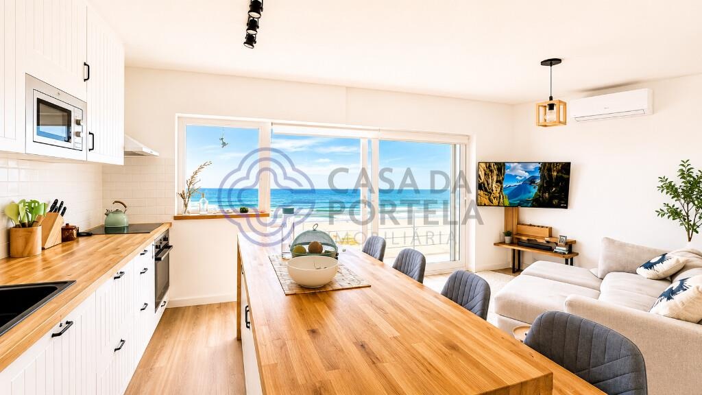 Two-bedroom apartment (T2) on the beachfront of Angeiras Beach, for sale.